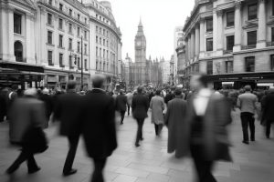 Bustling City Street Scene in London